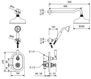 JAMES - Single handle thermostatic shower set with overhead shower by Park Avenue - view 3